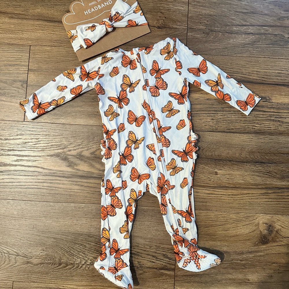 NWT Angel Dear zippered footie 6-9m